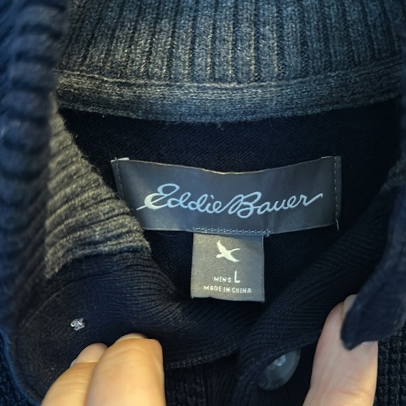 Eddie Bauer Men's Blue Cotton/Nylon Pullover Sweater Size L - Picture 7 of 10